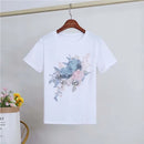 Korean Two Piece Sets Women Clothing Embroidery Short Sleeve White Tshirts High Waist Denim Shorts Outfits Casual Summer Y2k Set