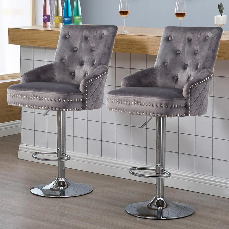 Modern Adjustable Swivel Bar Stools (Set of 2) Counter Height Chairs with Backrest & Footrest Perfect for Kitchen Dining Room