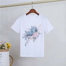 Korean Two Piece Sets Women Clothing Embroidery Short Sleeve White Tshirts High Waist Denim Shorts Outfits Casual Summer Y2k Set