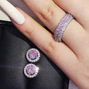 2026 New Arrivals Luxury 2pcs Silver Color Cz Dubai Jewelry Set Ring and Earring for Women Wedding Party Lady Gift Jewelry J5968