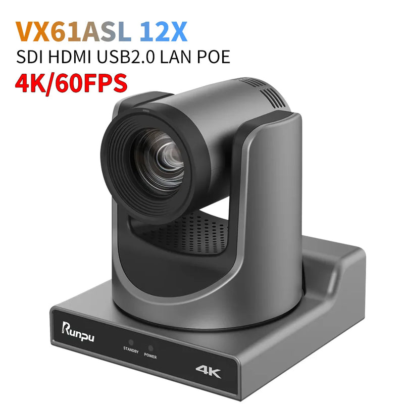 Runpu 4K60FPS NDI Camera POE 12X 20X Zoom AI Tracking PTZ Camera SDI HDMI USB POE IP Conference Camera for Church Live Streaming