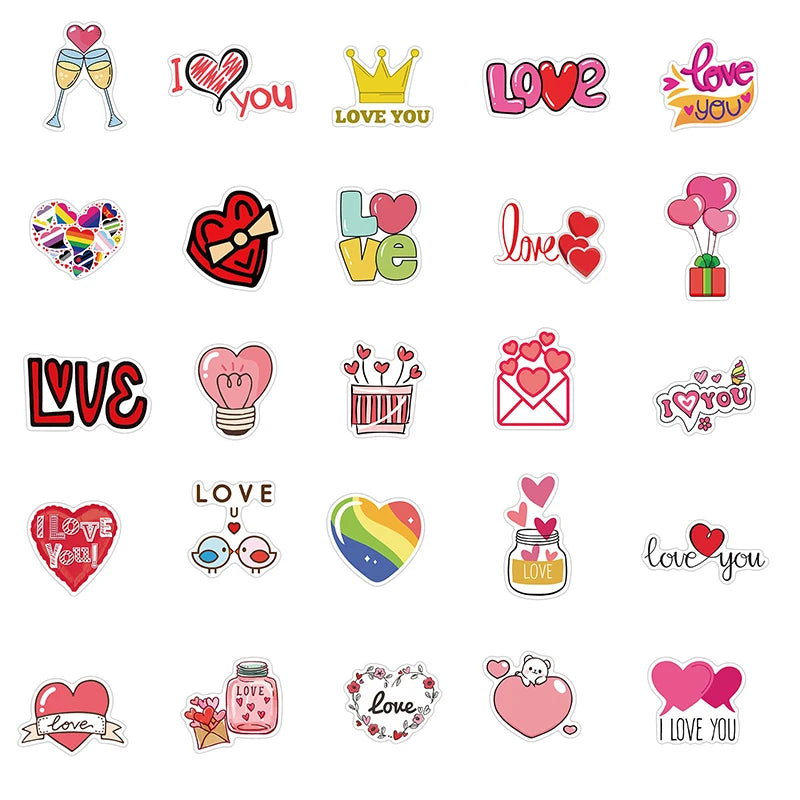 10/30/50PCS Cute Love Sticker Aesthetic Children's PVC Sketchbook Decoration Scrapbooking School Stationery Supplies for Kids