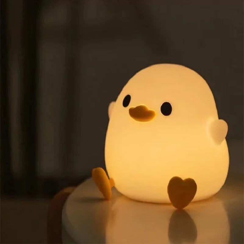 DoDo Duck Night Light, Cute Duck Lamp, Rechargeable Dimmable Nightlight, Silicone LED Bedside Lamp Nursery Touch-Sensitive