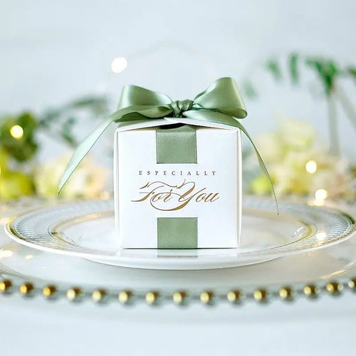 Benutzerdefiniertes Logo Hochzeitsgeschenke Geschenkbox mit Band Süßigkeitenboxen für Taufe Babyparty Geburtstag Event Party Zubehör