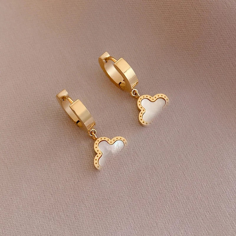 Stainless Steel Flower Four-leaf Clover Women's Bracelet Necklace Earrings Jewelry Gift