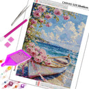 Huacan New Arrivals 2025 Diamond Painting Kit Landscape Diamond Embroidery Boat Seaside Rose Full Handmade Gift
