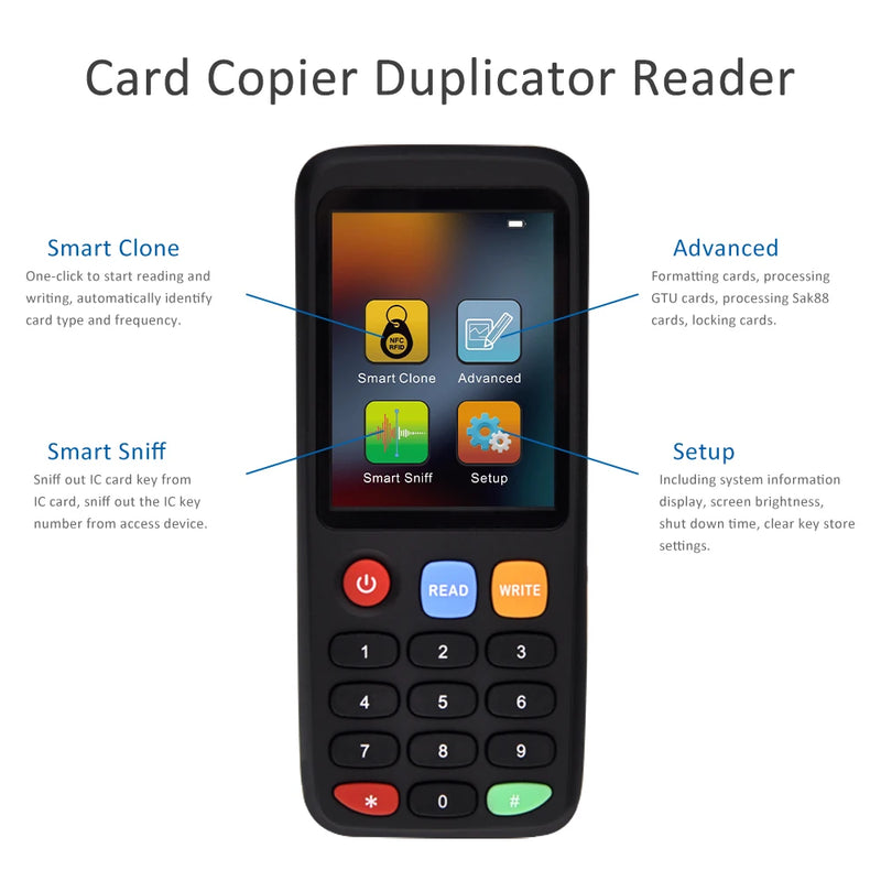 X7 RFID smart NFC chip card reader and copy writer IC ID clone copier key duplicator all frequency NFC key tag programmer decode