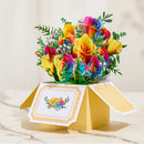 Flower Greeting Card With Envelope Surprise Gifts For Mothers Day Birthday Thanksgiving Wedding Anniversary Floral Box 3D Pop-up
