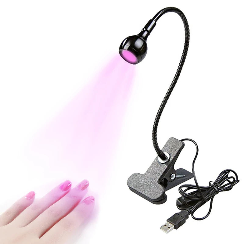 USB Ultraviolet Table Lamp LED Clip Desk UV Lights Mini Gel Curing Light Nail Dryer for Diy Nail Art for Cash Medical Detector