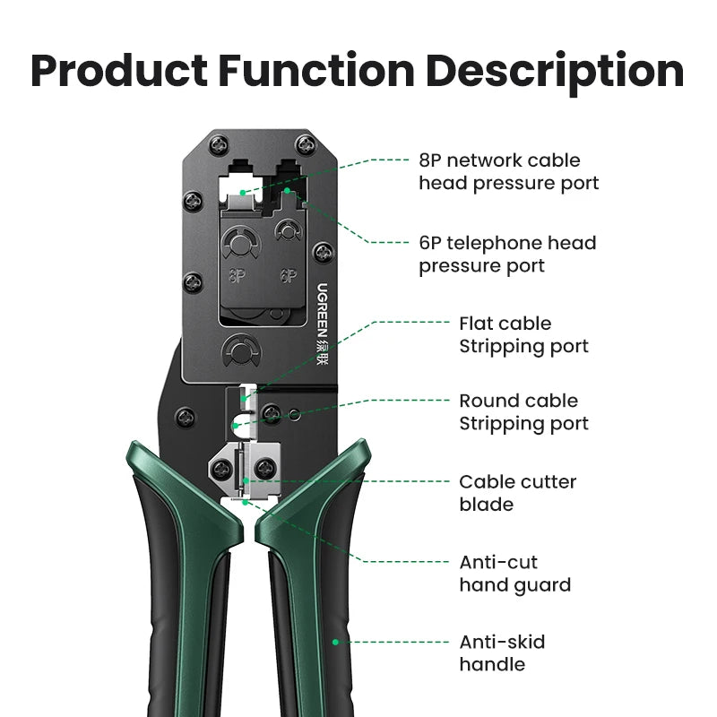 Network Cutter UGREEN RJ45 Crimper Tools RJ45 Crimping Pliers for CAT6/7 Ethernet Lan