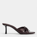 Sweet Bow Slippers for Women 2025 New Summer Thin Heel Flip-flops Versatile Pointed Toe Open Toe High Heel Cool Mop