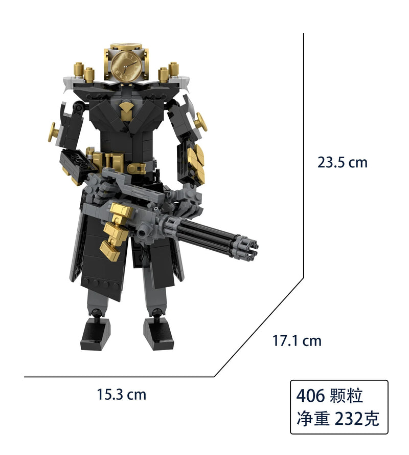 Skibidi Toilet Clock Man Building Blocks Toys Cameraman Speakerman Monitor Titan Tv Man Juguetes Brick Model Toys Gift For Kids