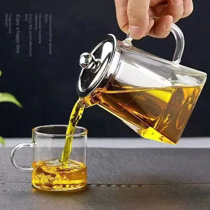 Teapot Glass Household Teapot Stainless Steel Filter Tea Divider Tool Kungfu Tea Set Tianyuan Place Teapot High Borosilicate