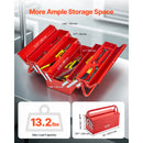 SucceBuy 18in Metal Tool Box 3-Tier 5-Tray Portable Folding Tool Chest Organizer with Handle Toolbox for Warehouse Repair Shop