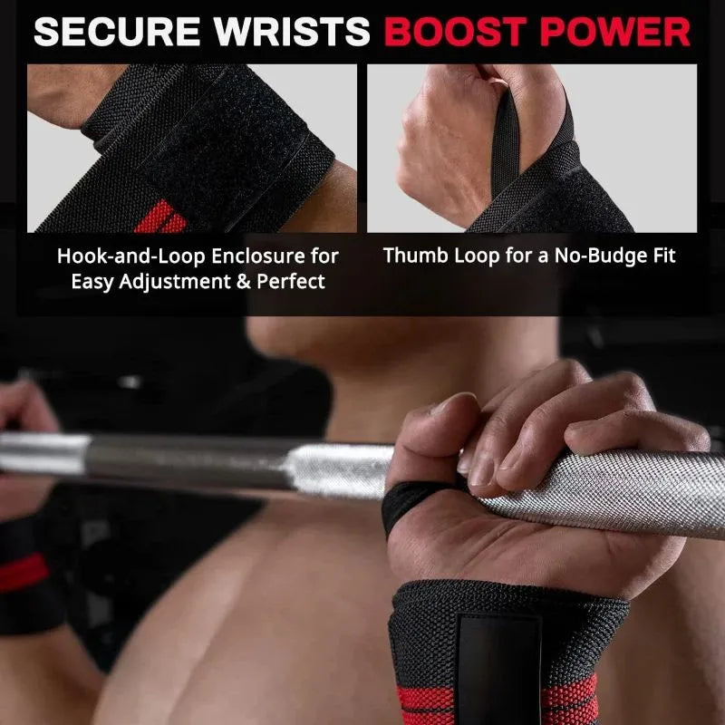 1 Pair Adjustable Wristband Wrist Support Sports Brace Straps Extra Strength Weight Lifting Wraps Bandage Fitness Gym Training