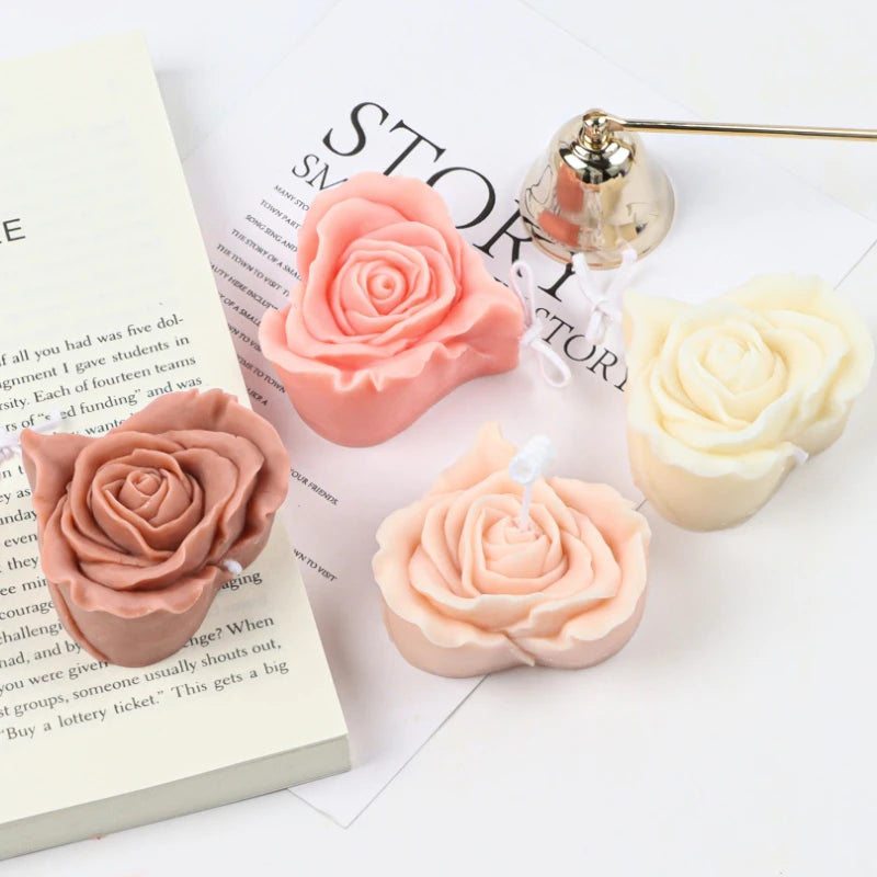 3D Love Rose Candle Silicone Mold DIY Heart Flowers Candle Making Soap Resin Chocolate Mold Valentine's Gifts Craft Home Decor