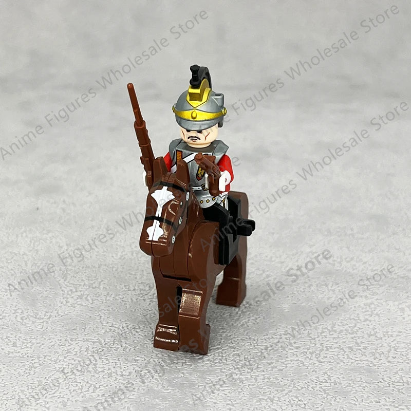 Medieval Napoleonic War French Dragoon British Soldiers Pirates Figures Army Scottish Fuisiler Building Blocks Weapons Brick Toy