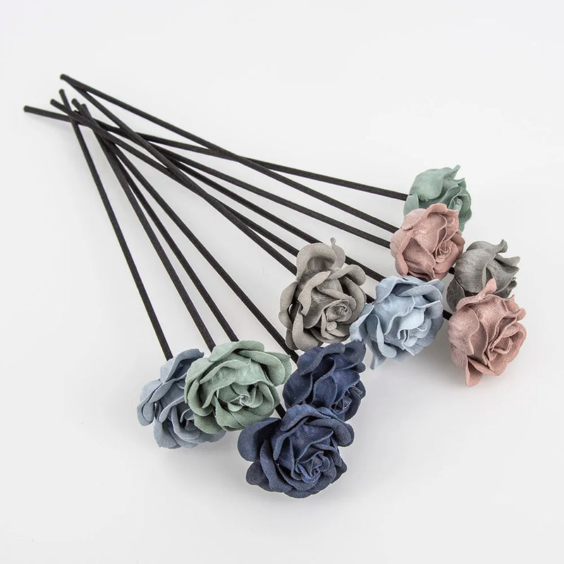 NEW 10PCS Leather Velvet Blue Grey Flower Rattan Sticks Fireless Fragrances Reed Diffuser Stick Diy Ornaments Home Decor