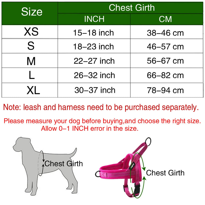 No Pull Dog Harnesses  Mesh lining Adjustable Pet Walking Training Vest For Small Medium Large dogs Reflective Nylon leash