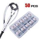 Sougayilang 50pcs/box Top Fishing Rod Rings Multi-size Ceramic Stainless Steel Fishing Rods Guide Ring Set Eye Rod Accessories