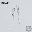 INZATT 925 Sterling Silber 6,3 cm lange Quastenkette Aufkleber Bar baumelnde Tropfenohrringe für Frauen Modeschmuck Hochzeitsgeschenk