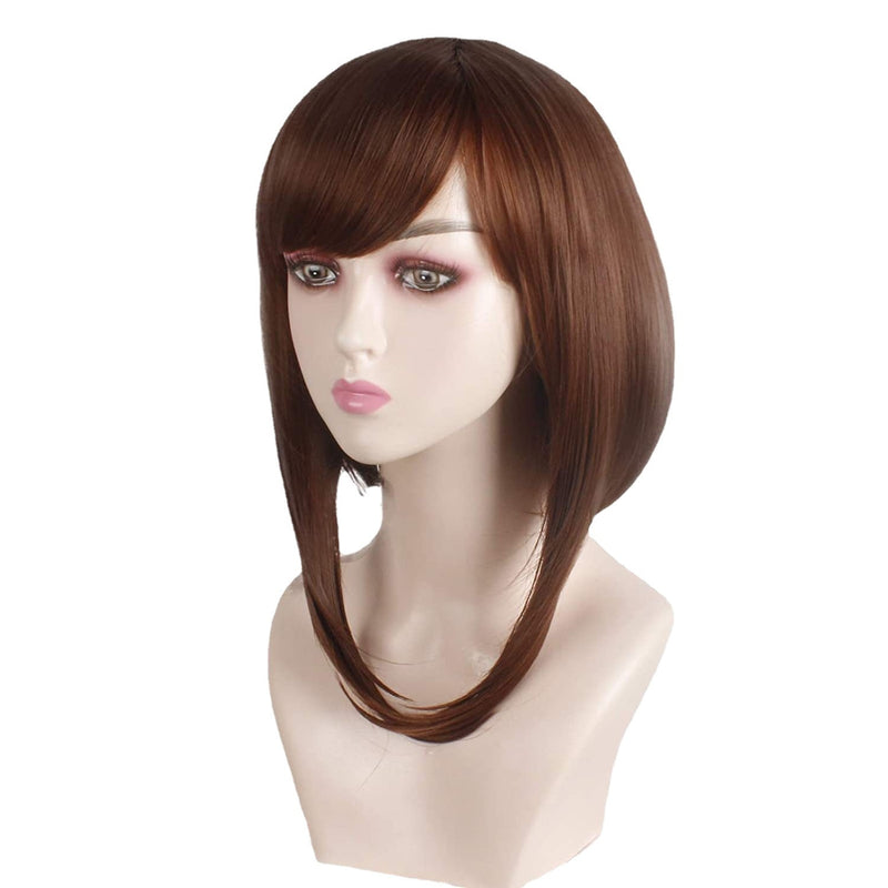 Anime My Hero Academia Ochako Uraraka Short Brown Bob Heat Resistant Cosplay Costume Wig + Wig Cap+Keychain