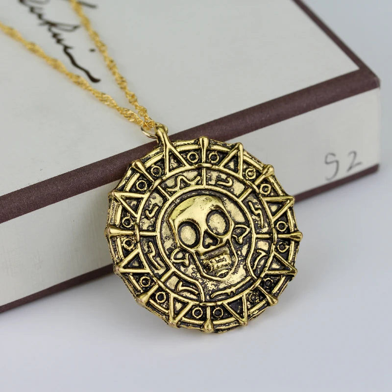 2 Style Vintage Charm Aztec Coin Pendant Necklace Pirates of the Caribbean Necklace