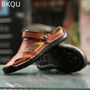 Men's Summer Leather Sandals Comfortable Massage Fashion Casual Non-slip Breathable Trendy Waterproof Wear-resistant Large Size