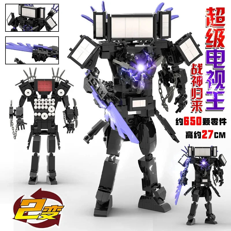 Skibidi Toilet Clock Man Building Blocks Toys Cameraman Speakerman Monitor Titan Tv Man Juguetes Brick Model Toys Gift For Kids