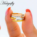 Haiyufly Personalized Engrave Double Names Ring for Women Stainless Steel Adjustable Mother Kids Valentine's Day Jewelry Gift