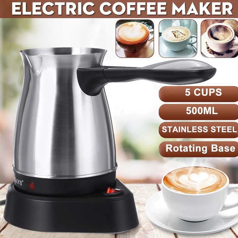 500ML Electric Kettle Turkish Greek Coffee Maker Machine Portable Stainless Steel Moka Pot 220V 5 Cup Teapot Water Boiler 전기포트