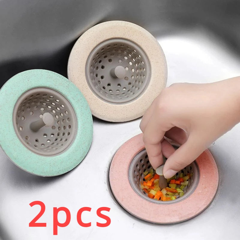 2pcs Sink Filter Tank Floor Drain Cover Hair Prevent Clogging Kitchen Sink Drain Plug Filter