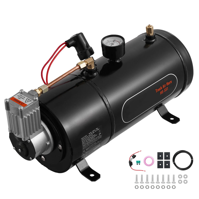 SucceBuy 12V Air Compressor with Tank 0.8 Gal Train Horn Air Compressor 120 psi Working Pressure Onboard Air Compressor System