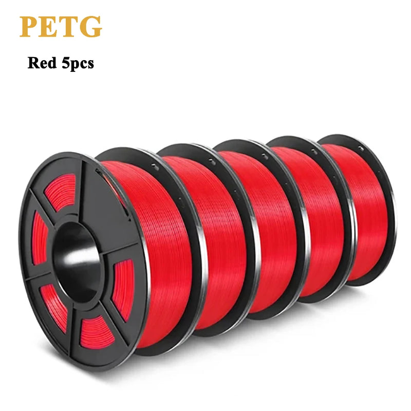 SUNLU PETG 1KG 3D Filament 1.75MM 5Rolls Arranged Neatly No Knots No Bubble Bright Color Exo-Friendly Good Toughness