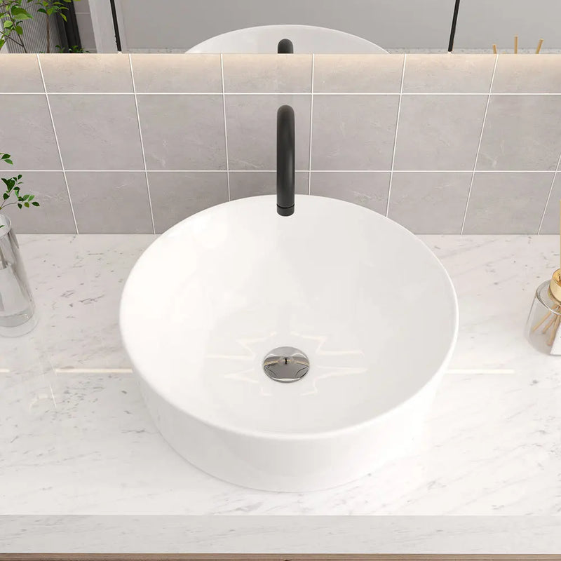 Modern Counter Round White Bathroom Sink Art Basin