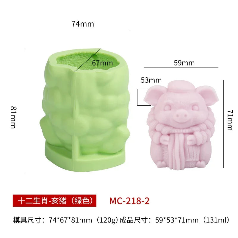 12 Zodiac Candle Silicone Mold 3D Abstract Animal Plaster Resin Making Tool Handmade Soap Ice Chocolate Cake Baking Mould