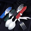 Cutlery Set Stainless Steel Cutlery Household Tableware Multifunctional Knife Sports Saucepan Foldable Camping Gear Spoon Bar