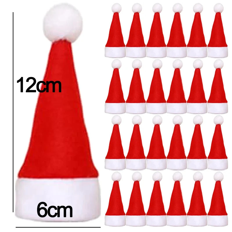 Mini Christmas Hat Cup Bottles Cover Lollipops Santa Hats Lollipop Christmas Hat Candy Santa Claus Caps Home Party Decoration