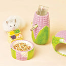Corn-Shaped Ceramic Hamster Hideout Food Water Bottle Holder for Hamsters Gerbils Small Pets for Summer Cooling Cage Decoration
