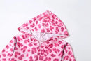 VEITCHE Women's Summer Outfit Casual Leopard Print Long Pant Suit Slim Hoodie Zipper Top High Waist Trousers Set Street Style