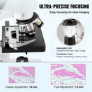 SucceBuy Compound Trinocular Microscope 40X-2500/40X-5000X Magnification Lab Microscope w/ LED Illumination & External Interface