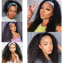 Black curly Hair Headband Wigs 18 Inches Ombre Brown Afro Kinky Curly Hair for Afro Women Soku Glueless Wig 150% Density