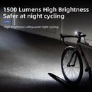 ROCKBROS RHL1500 Bike Light 5000Mah High Lumens Bicycle Front Light Ipx6 Type-C Charging Smart Bicycle Lamp Bike Accessories