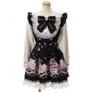 Harajuku Sweet Bow Black Plaid Dresses All-match Slim Fit Kawaii Lolita Dress for Women Autumn New Long Sleeve Vestidos De Mujer
