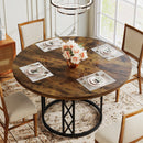 Tribesigns Round Dining Table for 4 People, 47" Modern Kitchen Table with Wood Grain Surface & Metal Base, Rustic Round Table