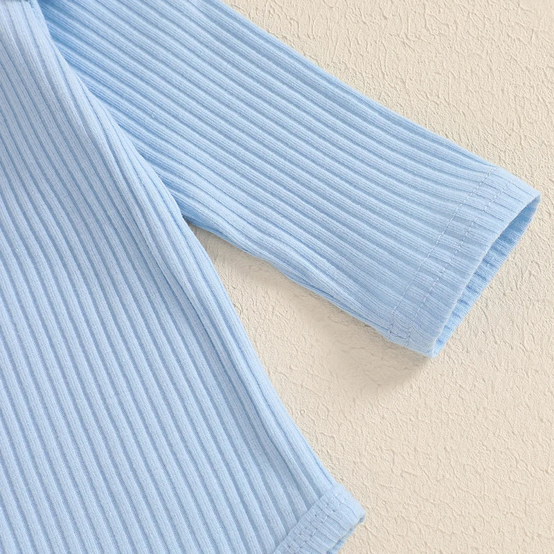 Adorable Baby Girl Easter Outfits with Bunny Embroidery Long Sleeve Romper Suspender Skirt and Headband - 3 Piece Set for