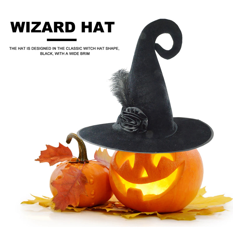 3-1PCS Halloween Witch Hat Halloween Costume Velvet Black Wizard Hat Party Coseplay Hat Costume for Women Men Masquerade Party