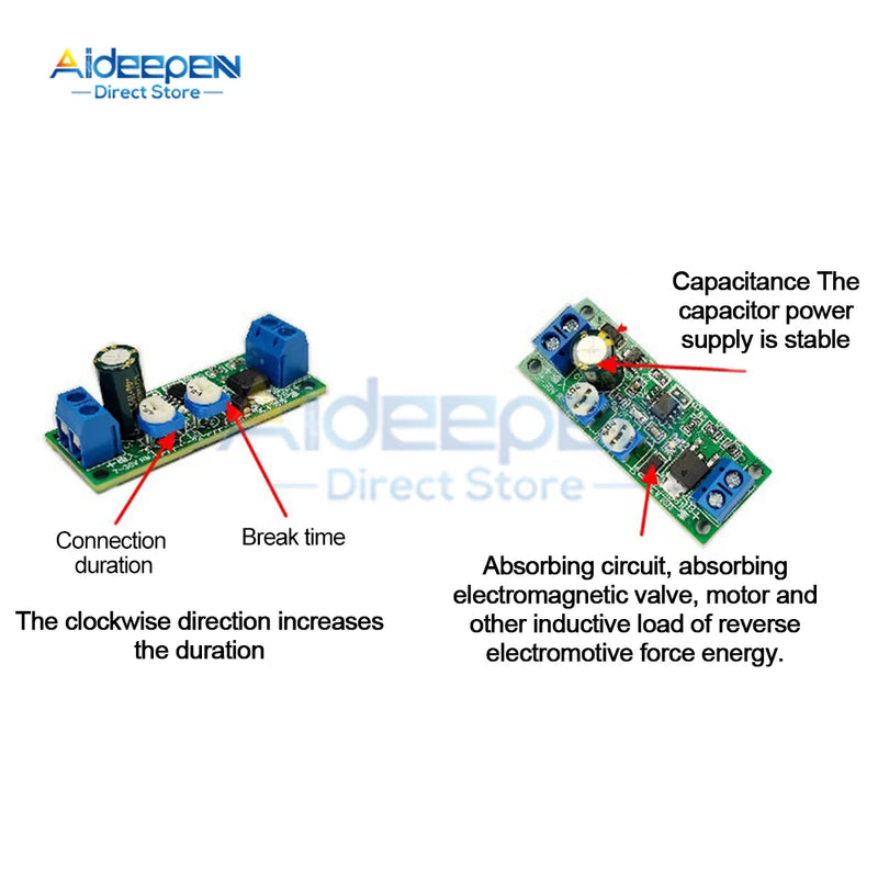 Adjustable Cycle Timer Delay On/Off Switch Power Supply Relay Module DC 12V 24V Timer Relay Module 0-10 Seconds 0-30 Minute 0-5H