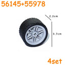 MOC Technical Tire Wheel Cross Hole Set Motorcycle Tyre & Rim Car Truck Wheels Hub Bricks Construction Building Blocks