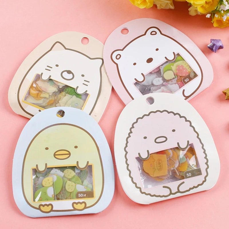 Kawaii Japanese Anime Cartoon Sumikko Gurashi PVC Transparent Stickers Pack Scrapbooking Diy Diary Stationery Sticker